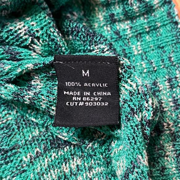 Vertigo Paris boho knit sweater dress M green marled V-neck batwing drawstring - Picture 10 of 16